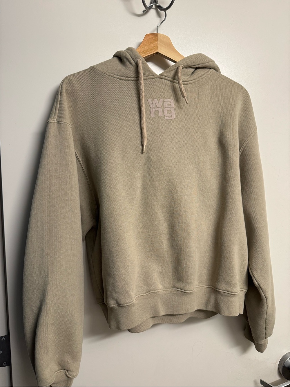 Alexander Wang Olive Green Logo Hooded Sweatshirt